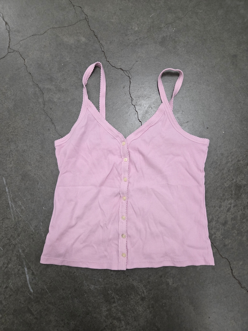 Old Navy Light Pink Button-Front Ribbed Tank